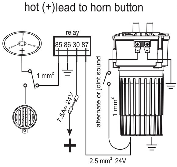 12V - MARCO - NAPOLITANO AIR HORN 2-TONES - INCL. COMPRESSOR