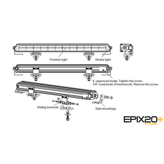 LEDSON EPIX20+ STROBE LED BAR 20&rdquo; 180W POWERBOOST