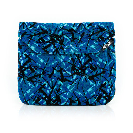 OMNIUS TABLETHOES - BLAUW PLUCHE - KLITTENBANDSLUITING