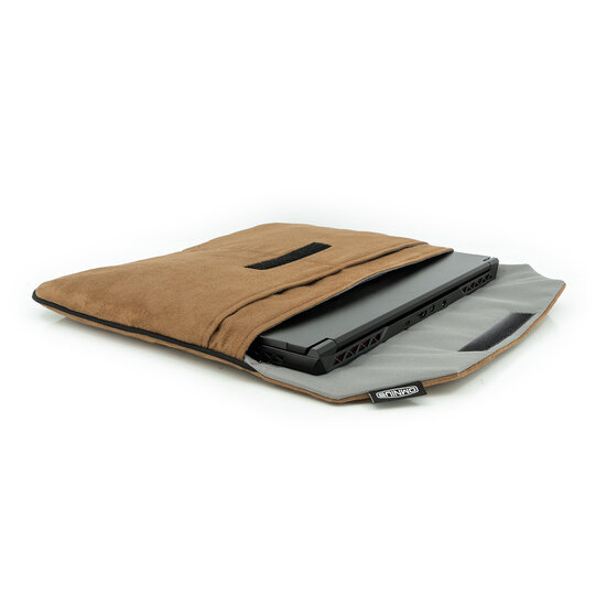 OMNIUS LAPTOP SLEEVE LARGE - BROWN ALCANTARA - VELCRO LOCK