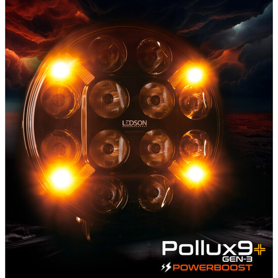 LEDSON - Pollux9+ STROBE - LED SPOTLIGHT WITH STROBE -  WHITE/ORANGE POSITION LIGHT - 120W