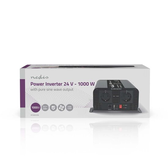 NEDIS INVERTER PURE SINE WAVE 24V 1000W | PEAK POWER 2000W