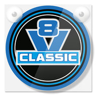 FRONTPLATE WITH IMAGE. LB1067 BLUE V8 CLASSIC ON 18X18CM ACRYLIC