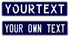 LICENSE PLATE BLUE/WHITE OWN IMPRINT